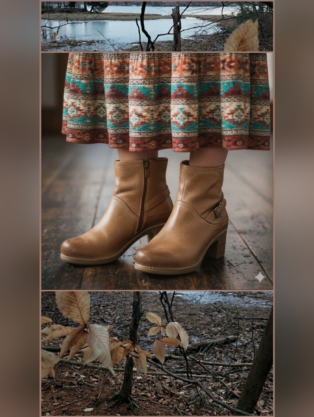 Dansko Sarah Clog Boot Ankle Bootie Heel Pump Zipper Honey Burnished Boho Gypsy - Picture 2 of 14